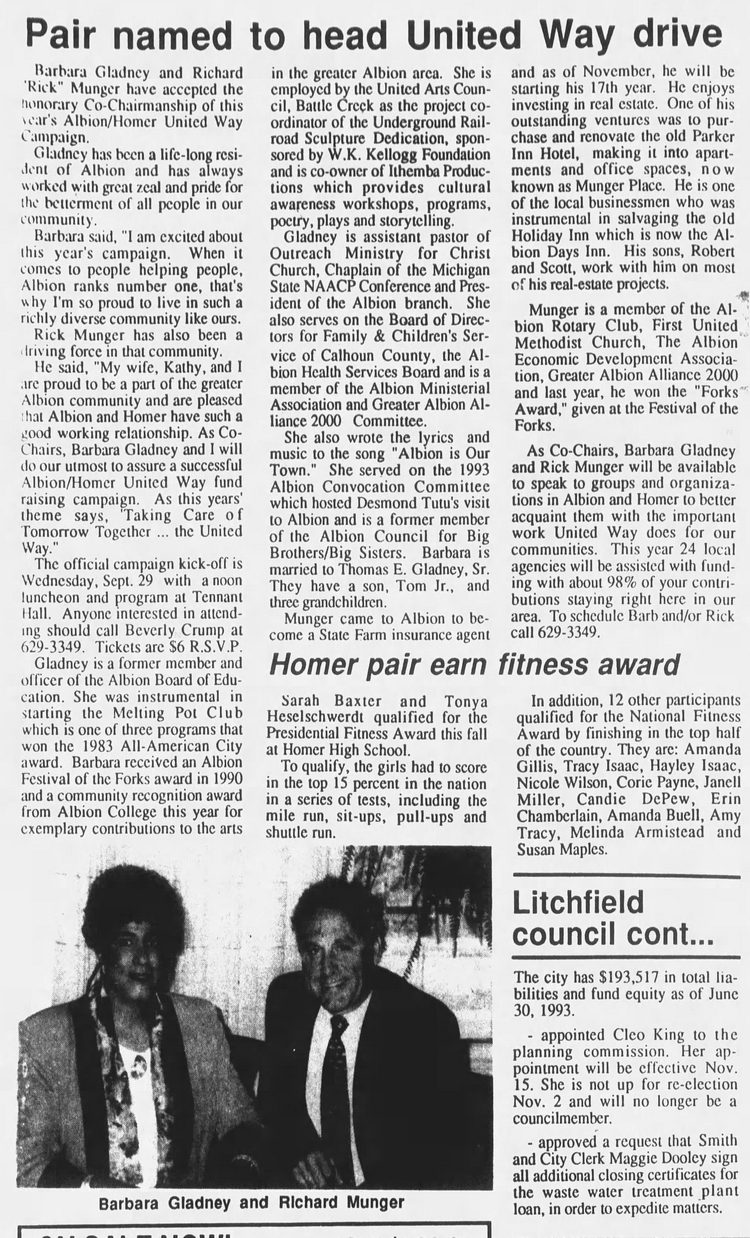 Parker Inn Hotel (Munger Place Apartments) - 1993 Article On Richard Munger